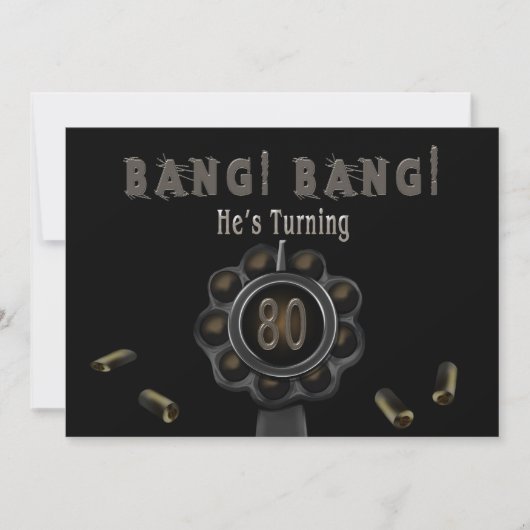 BIRTHDAY PARTIJ INVITATION - 80TH - BANG Pewter Kaart (Voorkant)