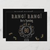 BIRTHDAY PARTIJ INVITATION - 80TH - BANG Pewter Kaart (Voorkant / Achterkant)