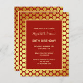 Birthday partij roodgouduitnodiging briefkaart (Voorkant / Achterkant)