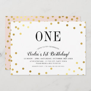 BIRTHDAY PARTIJ stijlvol goudkleurig, licht roze m Kaart