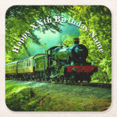 Birthday-partij van het Man van Steam Train Kartonnen Onderzetters (Voorkant)