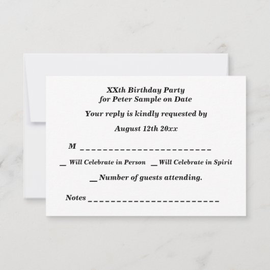 Birthday-partij van het Man van Steam Train RSVP Kaartje (Achterkant)