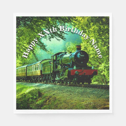 Birthday-partij van het Man van Steam Train Servet (Voorkant)