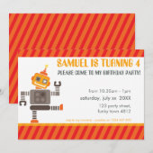 BIRTHDAY PARTIJ VERZOEKT oranje coole robot dansen Kaart (Voorkant / Achterkant)