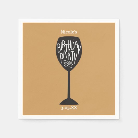 BIRTHDAY PARTIJ Wijnglas ALLE KLEUR-Napels Servetten (Voorkant)