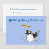 Birthday-partijuitnodiging met drumkit drummer kaart (Voorkant / Achterkant)
