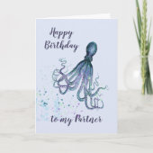 Birthday Partner Fun Romantic Octopus Humor Kaart (Voorkant)