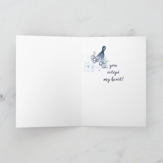 Birthday Partner Fun Romantic Octopus Humor Kaart (Binnen)