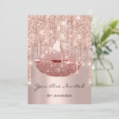 Birthday Party 16th Kiss Lips Roos Glitter Kaart (Staand voorkant)