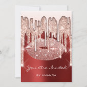 Birthday Party 16th Kiss Lips Roos Glitter Ruby Kaart (Voorkant)