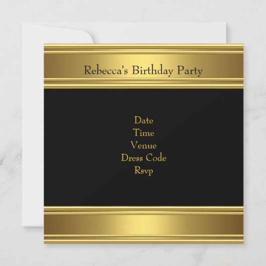 Birthday Party 21 21st Black Wild Gold Silver Kaart (Achterkant)