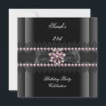 Birthday Party 21st Black White Pearl Kaart<br><div class="desc">Elegant 21ste verjaardag zwarte witte zilver pareljuweel. Elegant Classy All Occasion Verandert gewoon de leeftijd. verjaardagsuitnodiging voor Sjabloon</div>