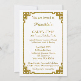Birthday party 21st, Gatsby style, white & gold Kaart