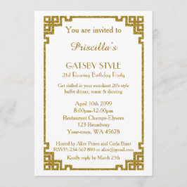 Birthday party 21st, Gatsby style, white & gold Kaart