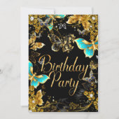 Birthday Party 2 van de Blauwgroen goudvlinder Kaart (Voorkant)