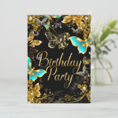 Birthday Party 2 van de Blauwgroen goudvlinder Kaart (Staand voorkant)