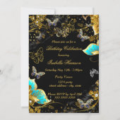 Birthday Party 2 van de Blauwgroen goudvlinder Kaart (Achterkant)