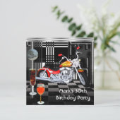 Birthday Party 30th Mannen Bike Drink Black White Kaart (Staand voorkant)