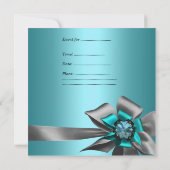 Birthday Party 30th Zebra Leopard Blauwgroen Blue  Kaart (Achterkant)