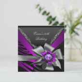 Birthday Party 30th Zebra Paars Black Magenta Kaart (Staand voorkant)