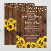 Birthday Party 40th 50th 60 Sunflower Wood invite Kaart (Voorkant / Achterkant)