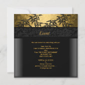 Birthday Party 40th Asian Gold Bamboo Black Floral Kaart (Achterkant)