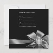 Birthday Party 40th Black Silver Zebra Diamond Kaart (Achterkant)