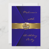 Birthday Party 40th Blue Velvet goudparelparel Kaart (Voorkant)