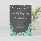 Birthday Party 40th Chalk Succulents Invite 30 60 Kaart (Staand voorkant)