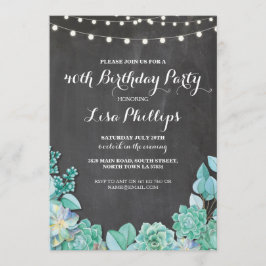 Birthday Party 40th Chalk Succulents Invite 30 60 Kaart