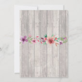 Birthday Party 40th Rustic Wood Floral Invite Kaart (Achterkant)