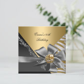 Birthday Party 40th Zebra Gold Black Silver Grey 2 Kaart (Staand voorkant)