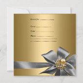 Birthday Party 40th Zebra Gold Black Silver Grey 2 Kaart (Achterkant)