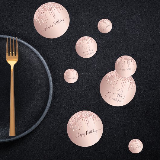 Birthday party 50 roos goud glitter drupt roze confetti