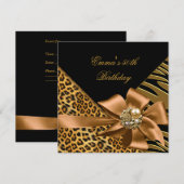 Birthday Party 50th Zebra Leopard Gold Black Kaart (Voorkant / Achterkant)