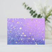 Birthday Party Abstract Blue Paars Glitter Kaart (Staand voorkant)