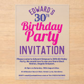 Birthday Party Acryl Uitnodigingen (Voorkant)