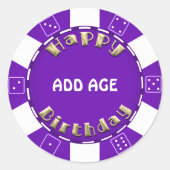 Birthday Party add age age poker chip sticker (Voorkant)