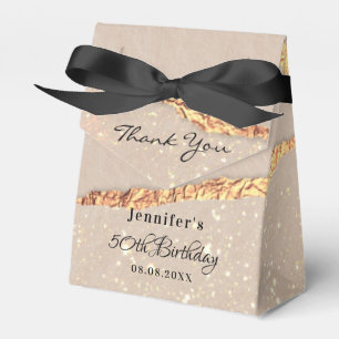 Birthday Party agate marble gold glitter dank u Bedankdoosjes