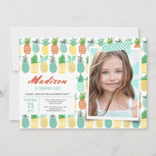 Birthday Party | Ananasappelfruit | Uitnodigingen (Voorkant)