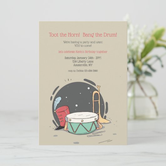 Birthday Party and Band Elements Kaart (Staand voorkant)