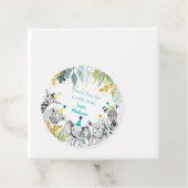 Birthday Party Animal Blue Gold Safari Bedankjes Labels (In situ)