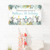Birthday Party Animal Blue Gold Safari Spandoek (Insitu)
