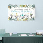 Birthday Party Animal Blue Gold Safari Spandoek (Beurs)