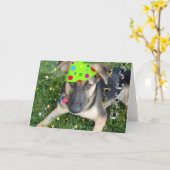 Birthday Party Animal German Shepherd Kaart (Gele Bloem)