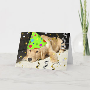 Birthday Party Animal Golden Retriever Kaart