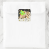 Birthday Party Animal Golden Retriever Vierkante Sticker (Tas)