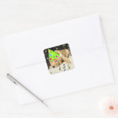 Birthday Party Animal Golden Retriever Vierkante Sticker (Envelop)