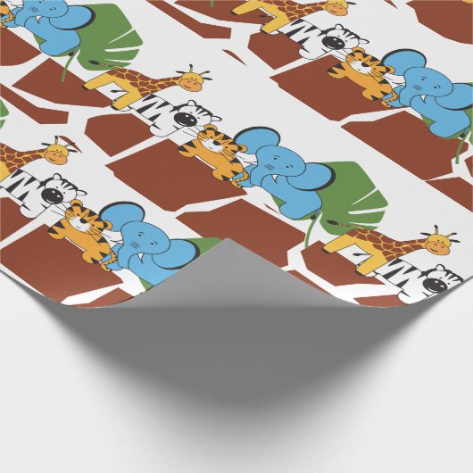 Birthday Party Animal Oerwoud Safari Cadeaupapier (Hoek)