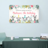 Birthday Party Animal Pink Gold Safari Spandoek (Beurs)